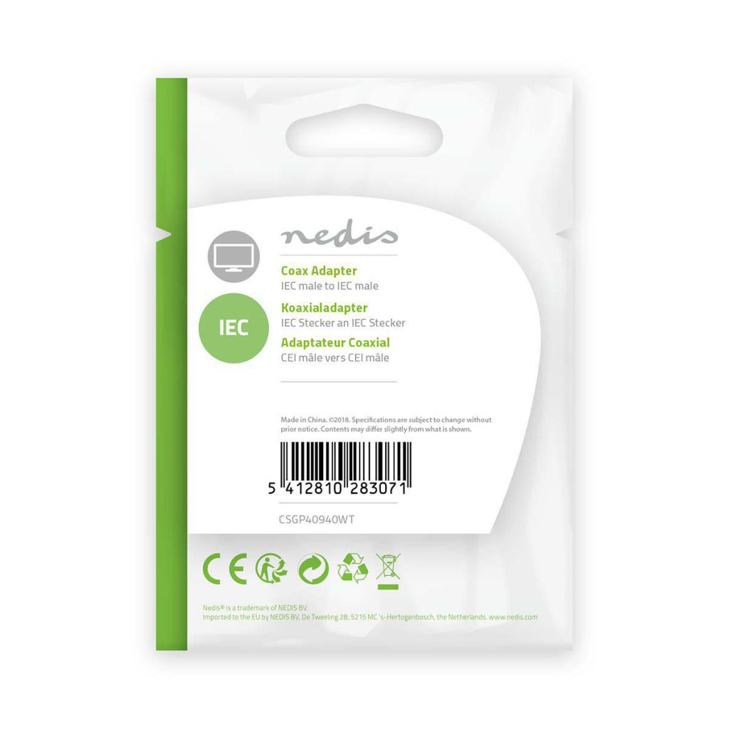 Nedis csgp40940wt Koax-Adapter IEC (Koax) männlich – IEC (Koax) männlich weiß