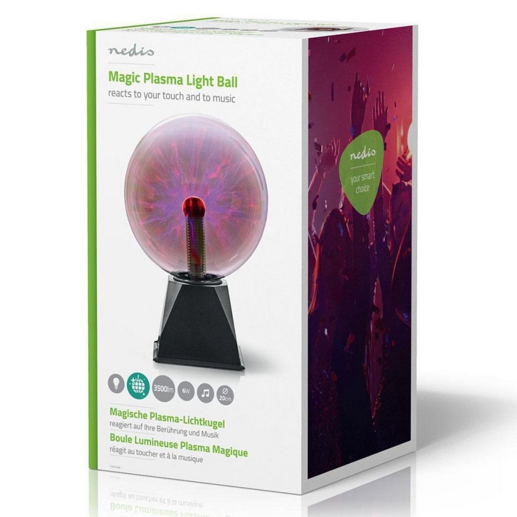 Nedis fudi215bk Plasma-Lichtkugel 20 cm, schwarzes Glas