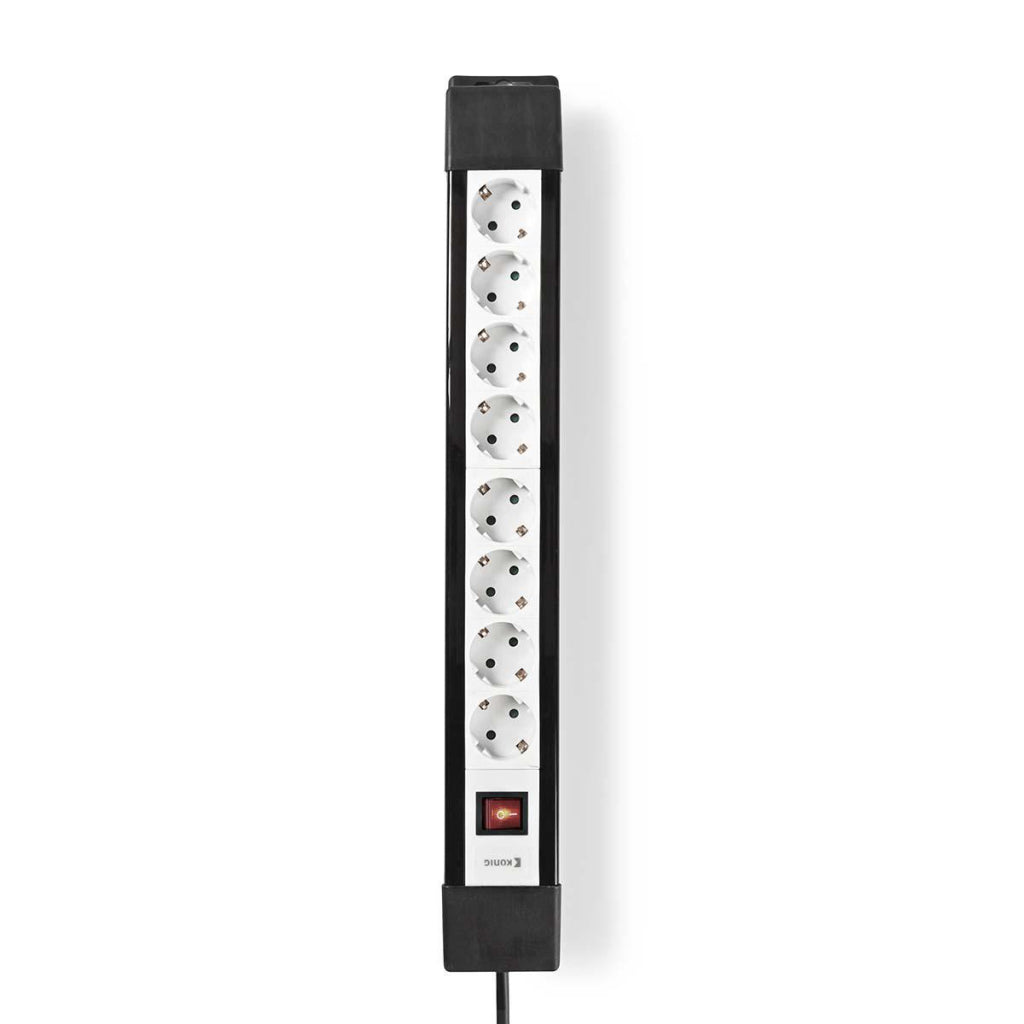 Nedis exso830f1pro Steckdose mit geschütztem Kontakt, 8-fach, 3,00 m, Schwarz und Weiß