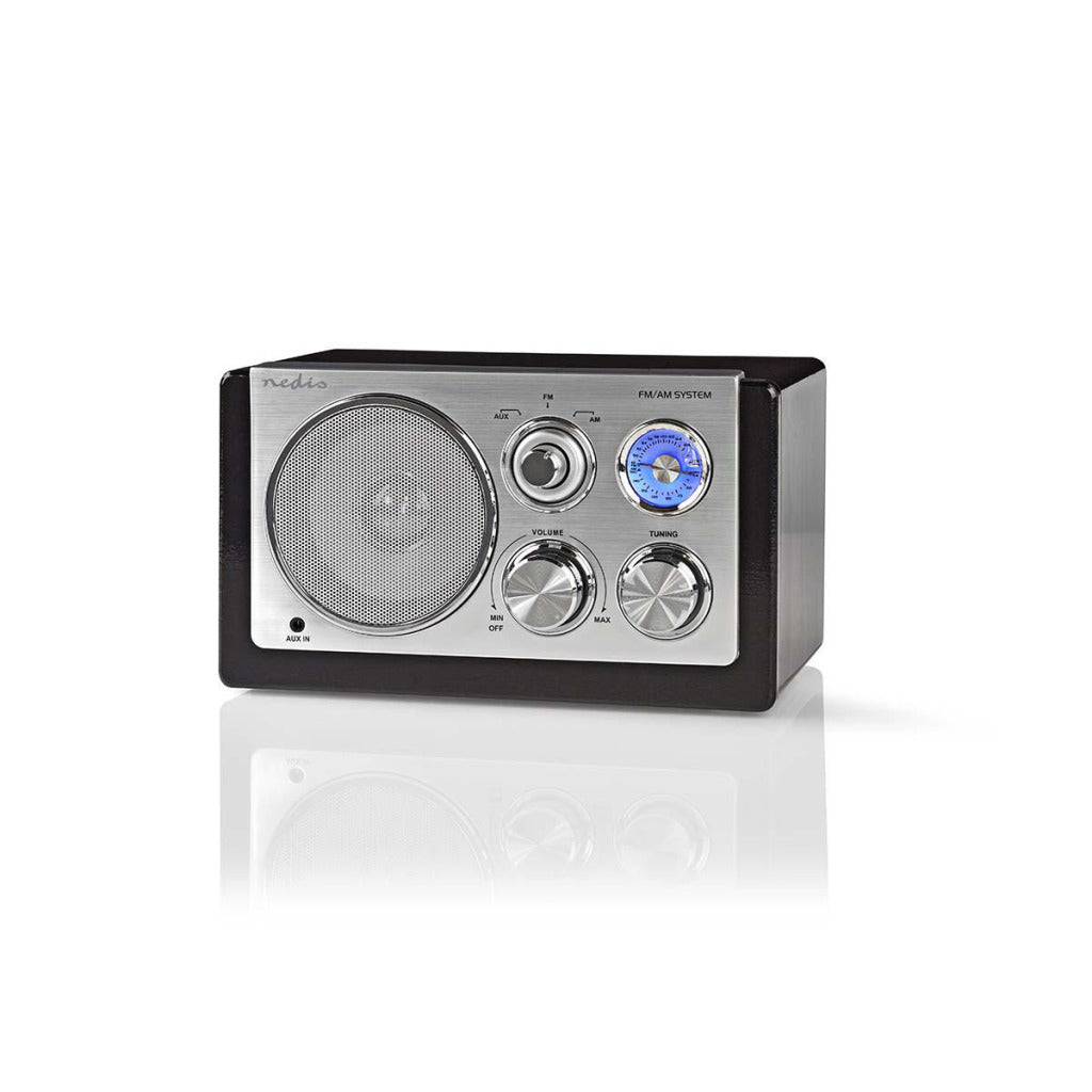 Nedis RDFM5100BK UKW-Radio, 9 W, analoges Tuning, Retro-Design, Schwarz