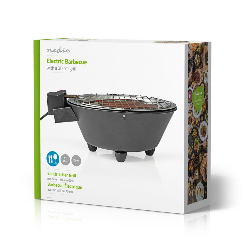Nedis bbqe112bk Elektrogrill rund 30 cm 1250 Watt