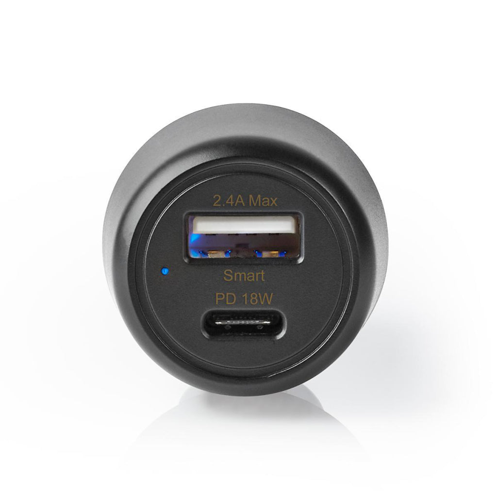 Nedis CCPD18W100BK Autoladegerät 3.0 A USB-A USB-C Power Delivery 18 W Schwarz