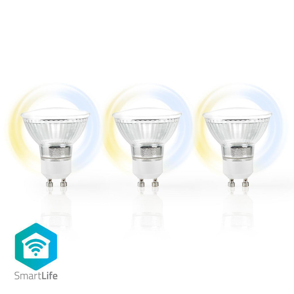 Nedis wifilw30crgu10 Wi-Fi-Smart-LED-Lampe, warm- bis kaltweiß, GU10, 3er-Pack