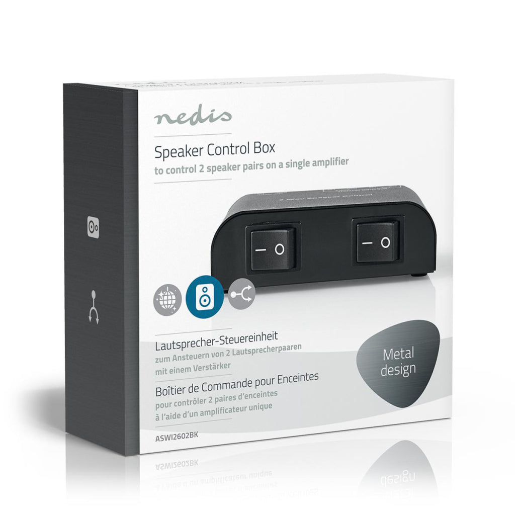 Nedis aswi2602bk Lautsprecherschalter 2 Ports Klemmanschluss schwarz