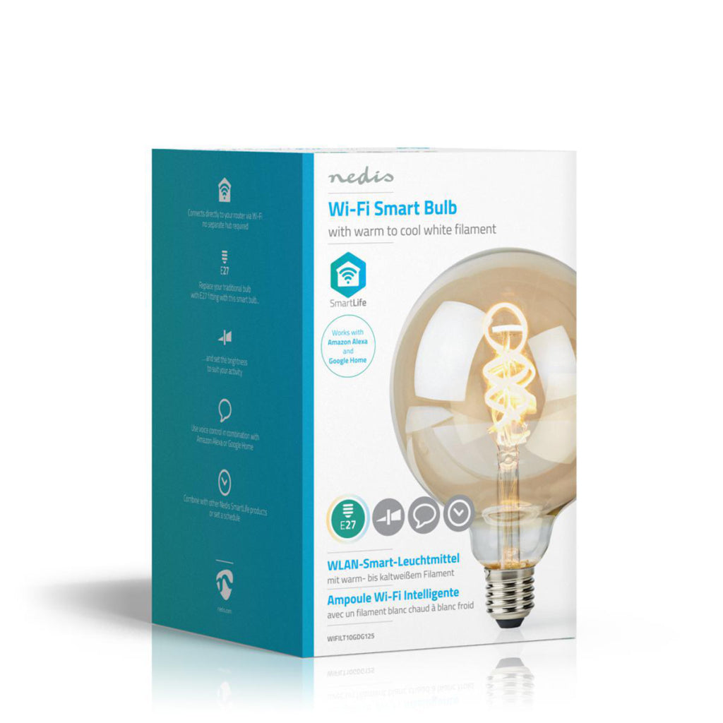 Nedis Wi-Fi LT10GDG125 Wi-Fi Warm- bis Kaltweiße LED-Glühbirne gedreht E27 G125 5,5 W 350 lm