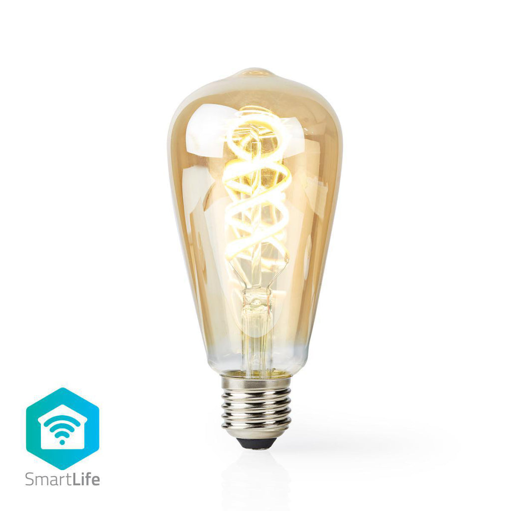 Nedis WiFiLT10GDST64 WiFi LED-Glühlampe, warm- bis kaltweiß, gedreht, E27, ST64, 5,5 W, 350 lm
