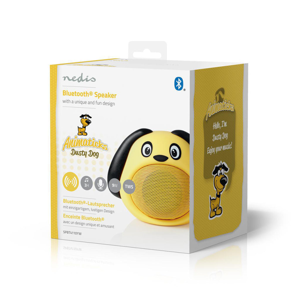 Nedis SPBT4110YW Animatics Bluetooth-Lautsprecher 3 Stunden Spielzeit Freisprechen mit staubigem Hund
