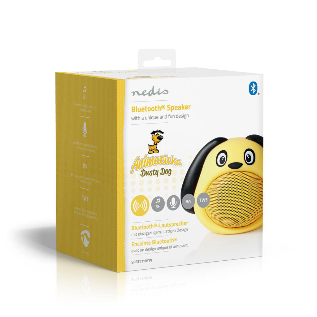 Nedis SPBT4110YW Animatics Bluetooth-Lautsprecher 3 Stunden Spielzeit Freisprechen mit staubigem Hund