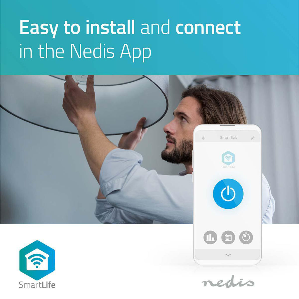 Nedis Wi-Fi LW12WTE27 SmartLife LED-Glühbirne Wi-Fi E27 800 lm 9 W Warmweiß 2700 K Energieklasse: A+ Android Trade; iOS-Durchmesser: 60 mm A60