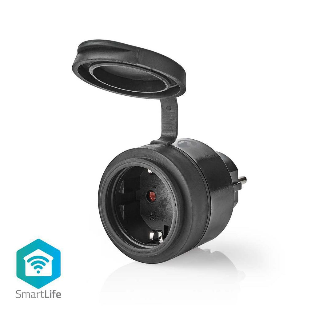 Nedis wifipo110fbk smartlife smart plug wifi ip44 3680w schwarz