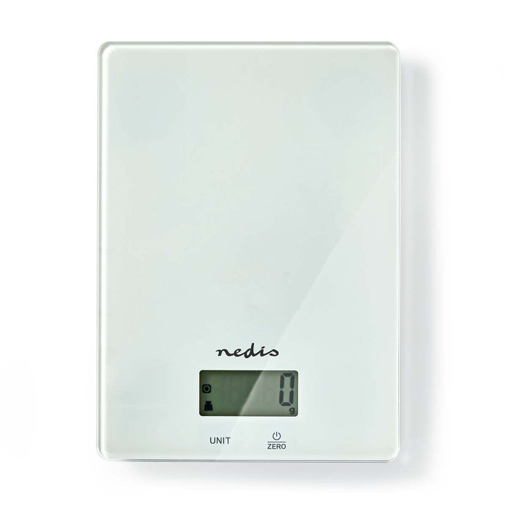 Nedis kasc610wt digitale Küchenwaage aus Glas und Kunststoff, weiß
