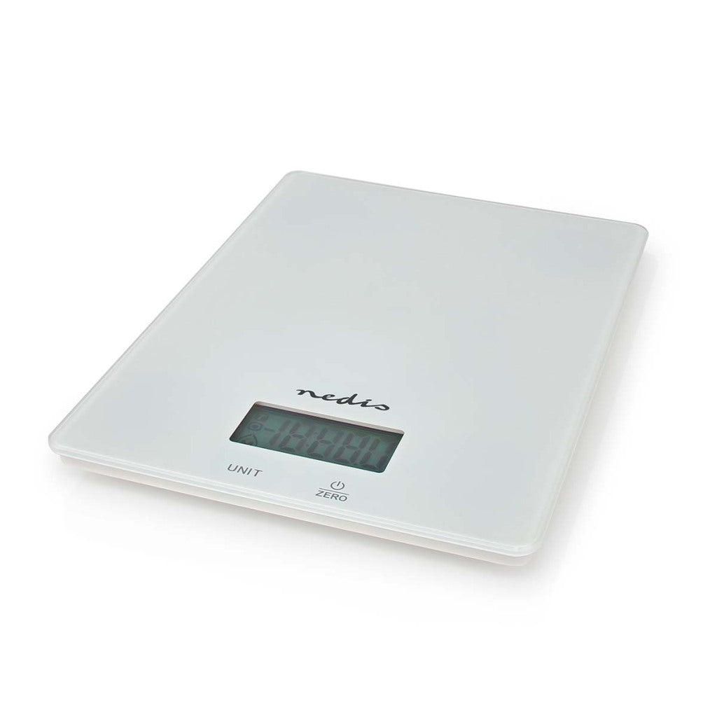 Nedis kasc610wt digitale Küchenwaage aus Glas und Kunststoff, weiß