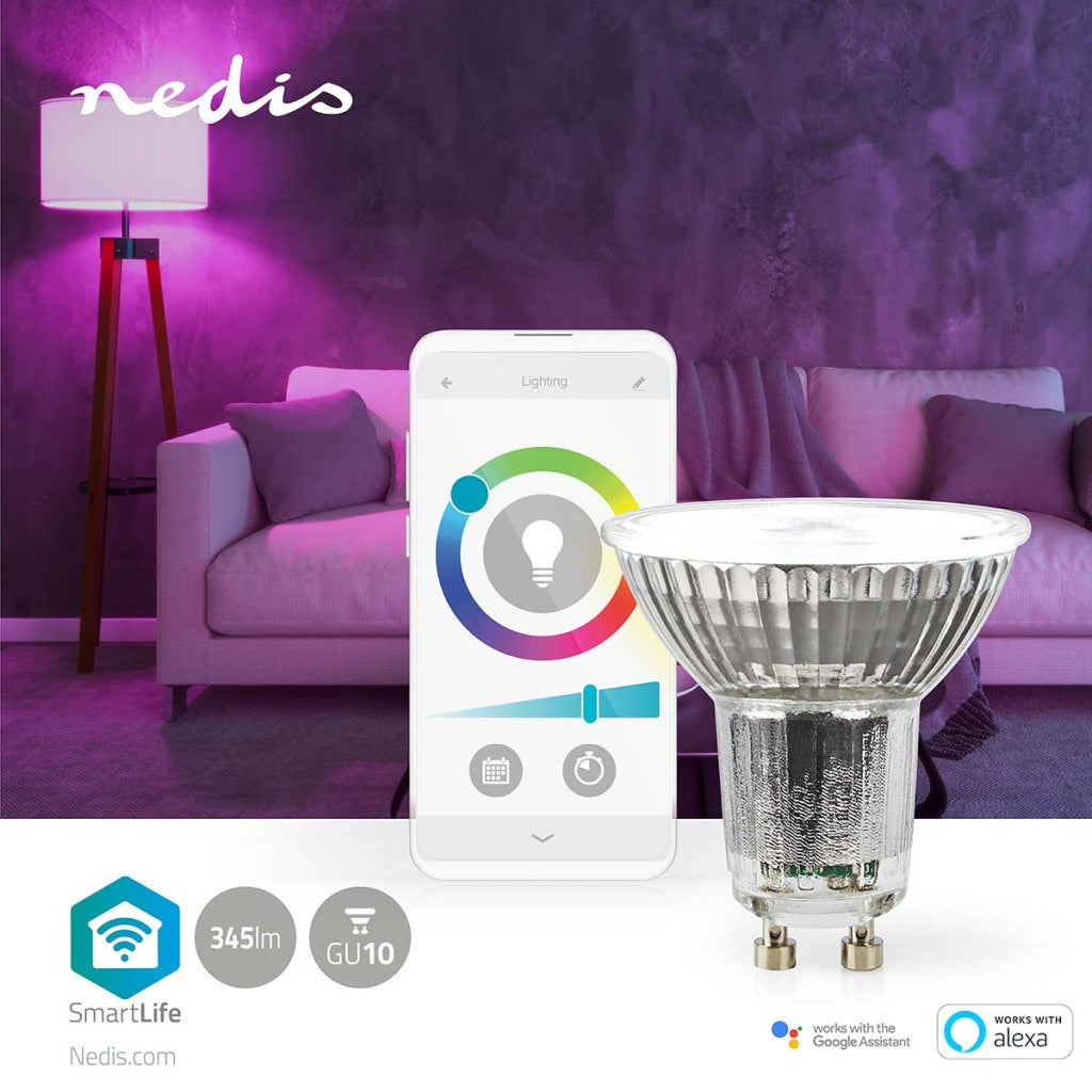 Nedis wifilrc10gu10 smartlife mehrfarbige Lampe Wi-Fi gu10 345 lm 4,9 W RGB warm bis kaltweiß Android Trade; ios par16