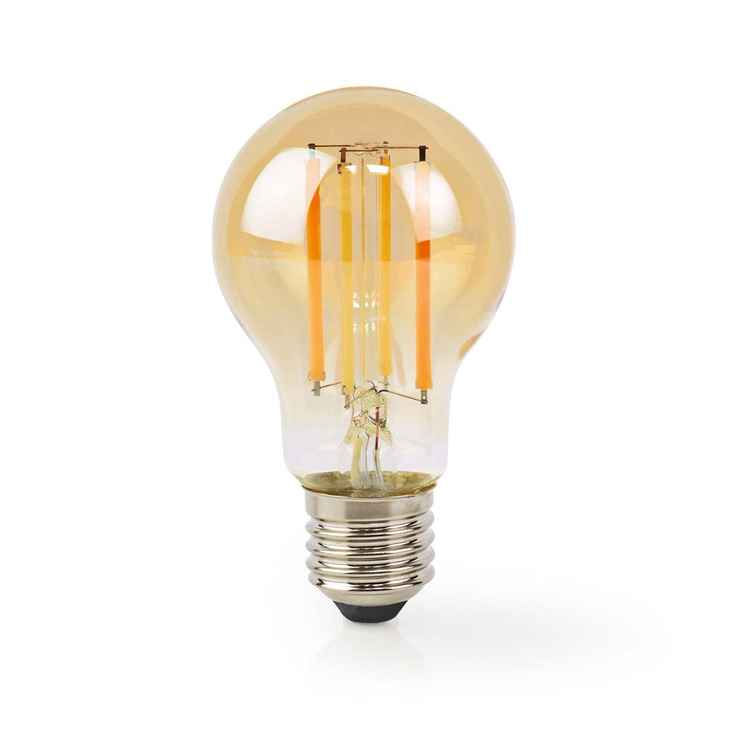 Nedis WiFiLRF10A60 SmartLife LED-Glühlampe, WLAN, E27, 806 lm, 7 W, warmweißes Glas, Android iOS, Birne