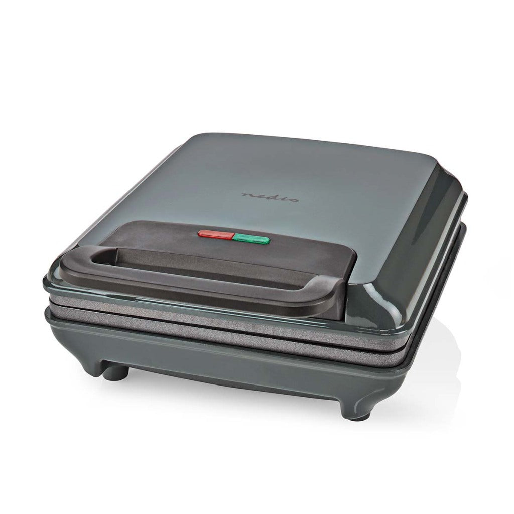 Nedis KAWP210FBK Waffeleisen, belgische Waffeln, 22 x 12,5 cm, 1200 W, automatische Temperaturregelung, Aluminium