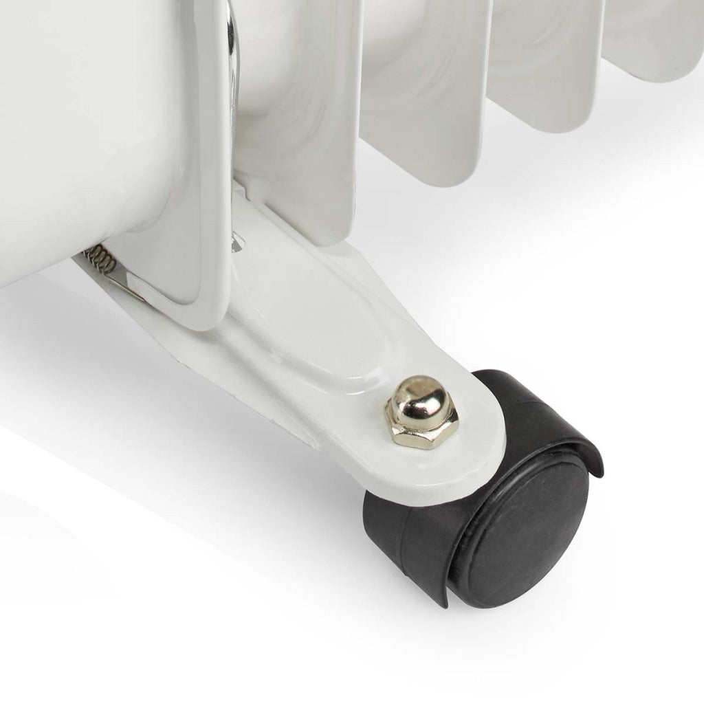 Nedis HToi30WT7 mobiler Ölradiator 600 900 1500 W 7 Lamellen verstellbarer Thermostat 3 Heizstufen Kippschutz weiß