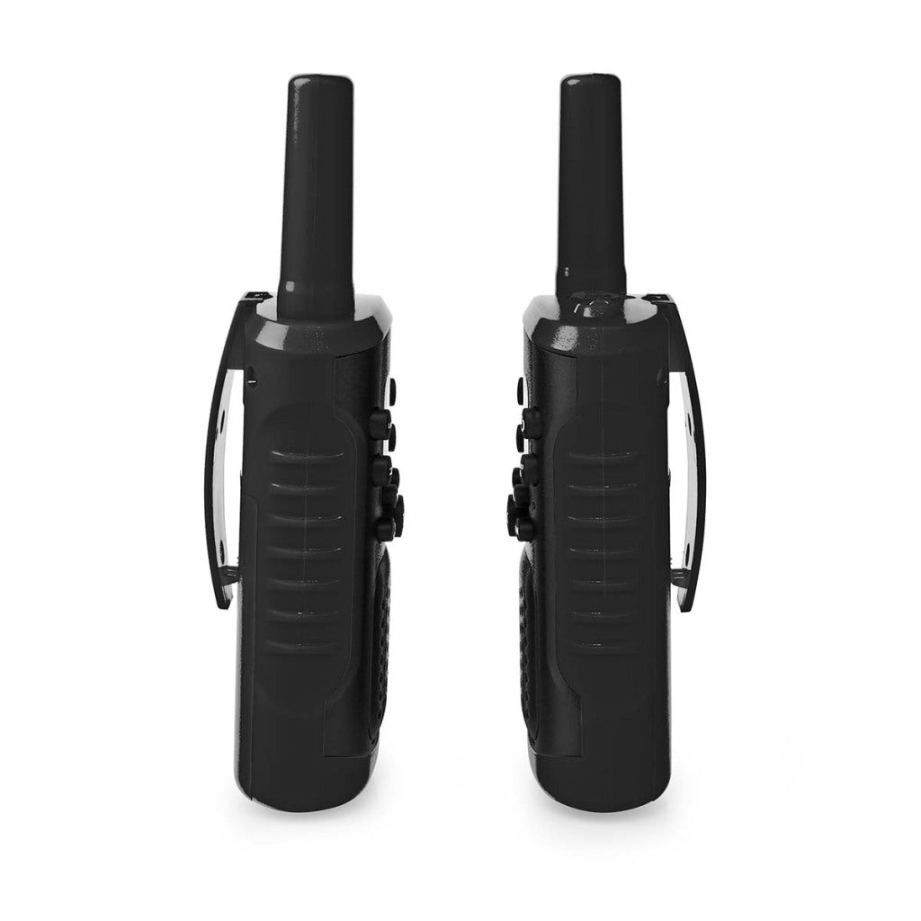 Nedis WLTK0610BK Walkie-Talkie-Set, 2 Mobilteile, bis zu 6 km, Frequenzkanäle: 8 PTT Vox, bis zu 3 Stunden Kopfhörerausgang, 2 Headsets, Schwarz