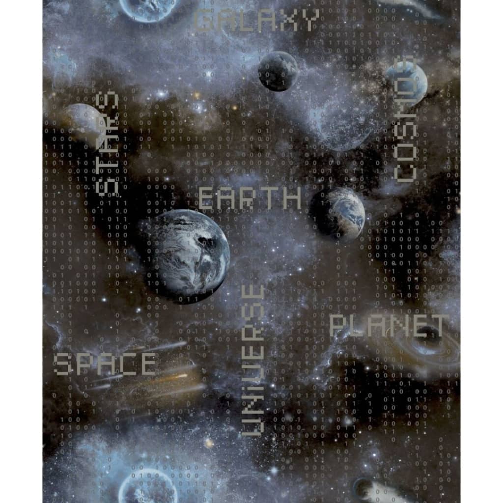 Noordwand Tapete gute Vibe Galaxy Planeten und Text blau und schwarz