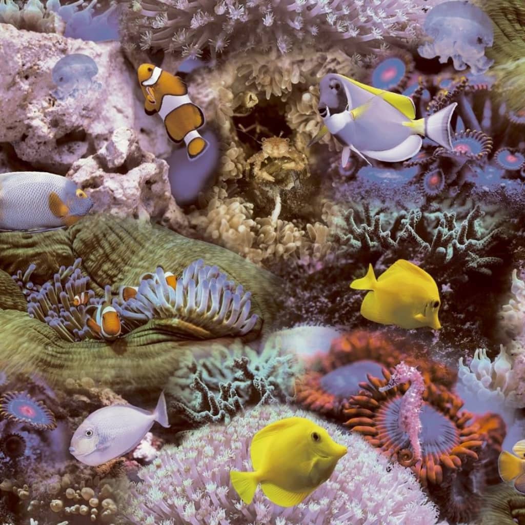 Noordwand Tapete Gute Stimmung Korallen und tropische Fische Geel und Lila