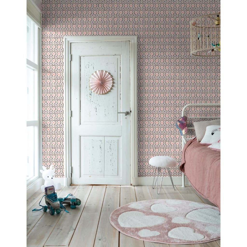 Noordwand Tapete gute Stimmung Hexagon Muster rosa und lila