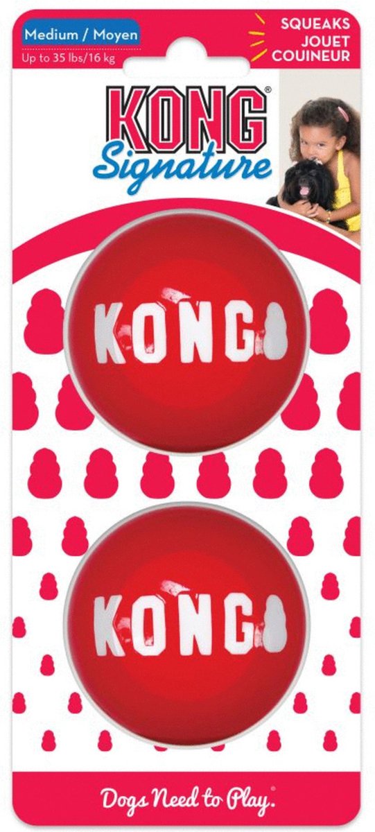 Kong Signature-Bälle, 2 Stück, rot – mittelgroß