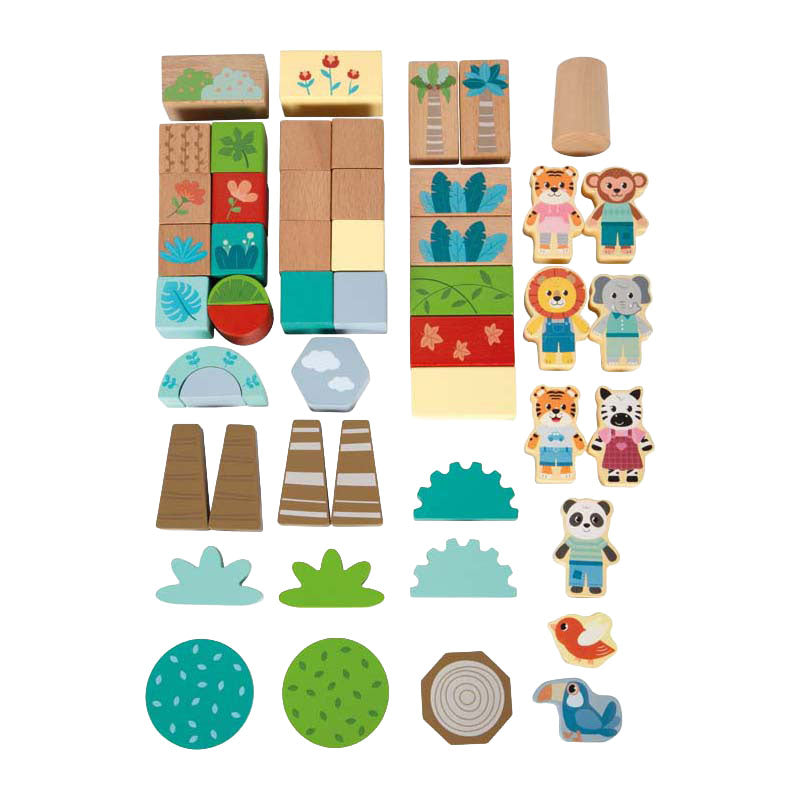 Small Foot - Holzbausteine Jungle Friends FSC - 50 Stk.