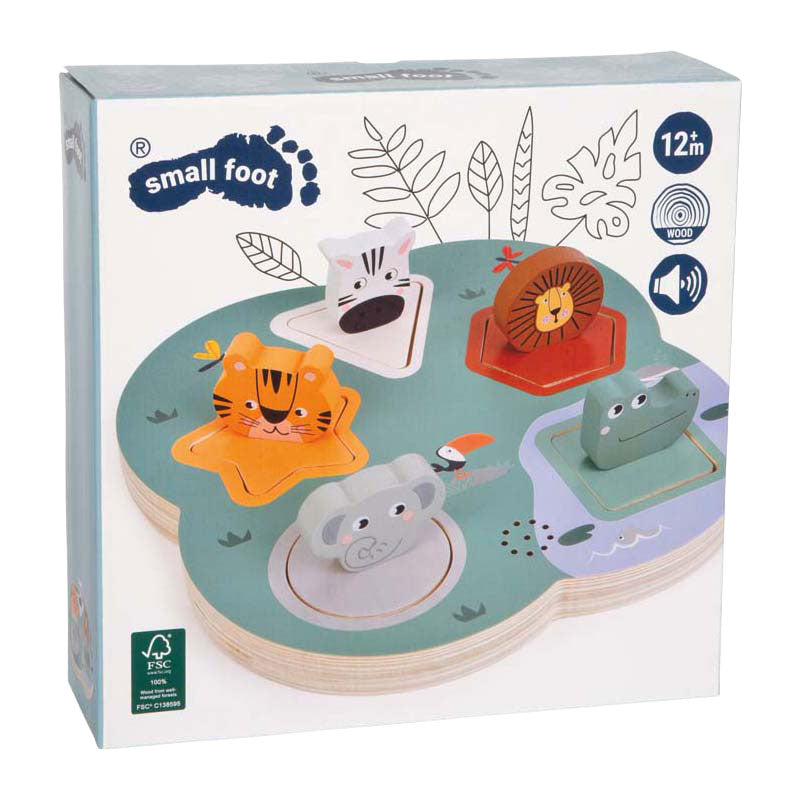 Small Foot - 3D-Tiergeräusch-Puzzle Safari aus Holz