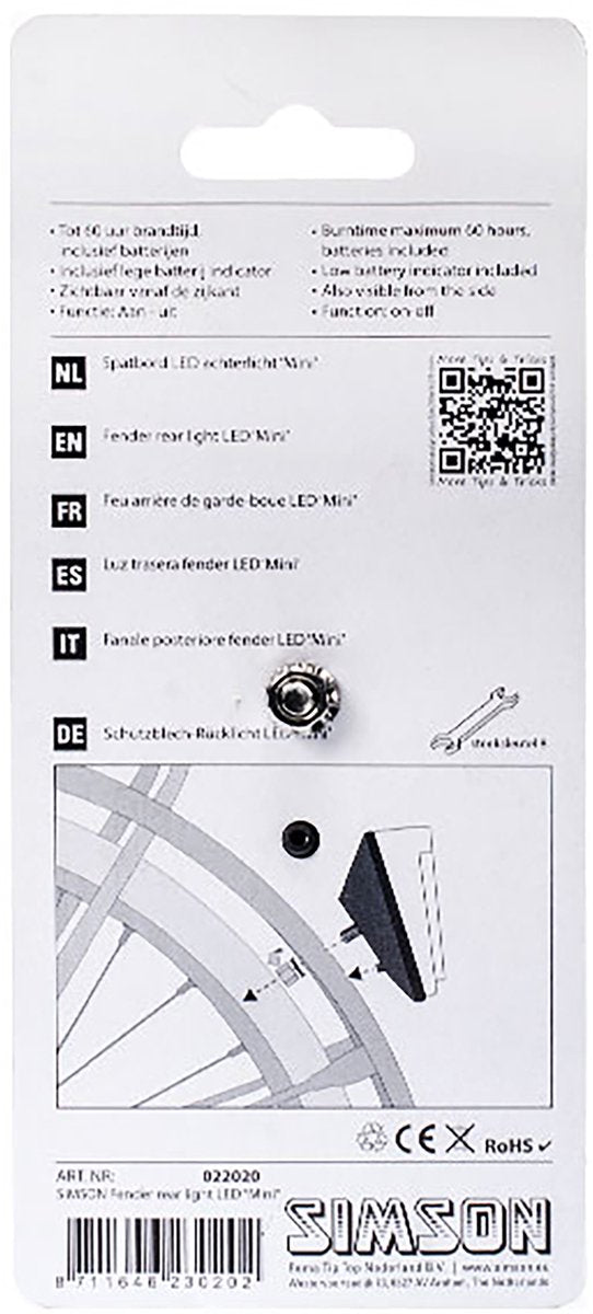 Hinterlicht Mini Batterie Kotflügel rot