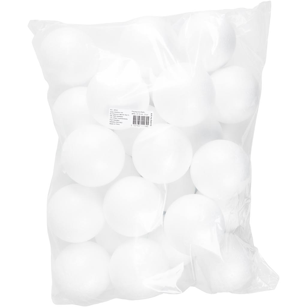 Creativ Company Bälle, D 10 cm, weiß, 25 Stück 1 Box