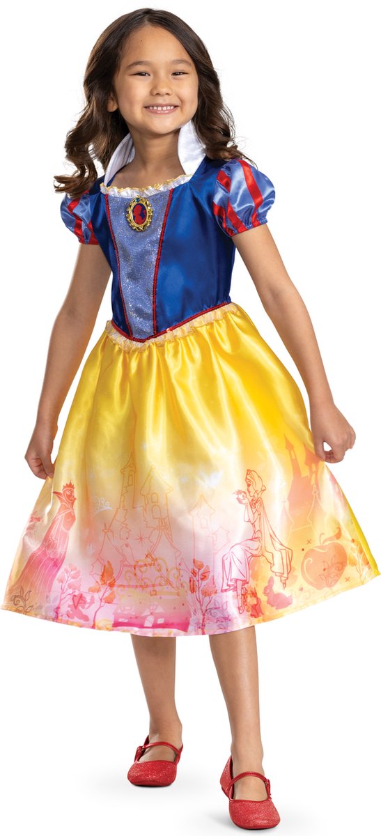 Disney-Prinzessin-Verkleidung – Schneewittchen, Schneewittchen-Kleid im Märchenbuch-Klassiker, Größe XS (3–4 Jahre), Mädchen