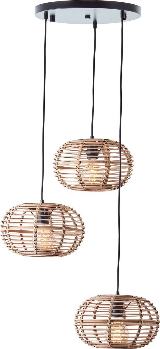 Brillante Holzkugel – Hängelampe – E27 max. 3 x 60 W – Rattan