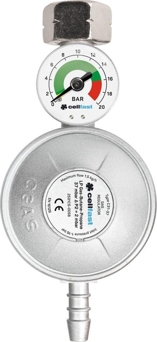 Cellfast-Gasregler mit Manometer, LPG, Propan, Butan