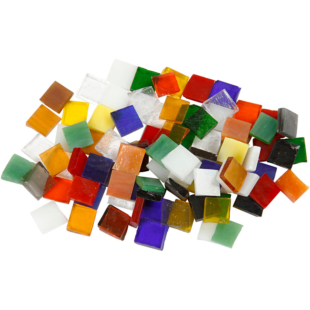 Creativ Company Glasmosaikfliesen, Größe 10x10 mm, Stärke 3 mm, ca. 700 Stück, 454 g 1 Karton
