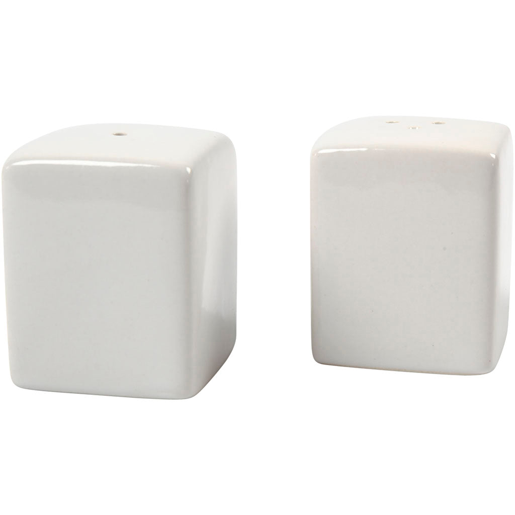 Creativ Company Salz- und Pfefferset, H: 6 cm, Maße 5x5 cm, glänzend, weiß, 6er-Set 1 Box
