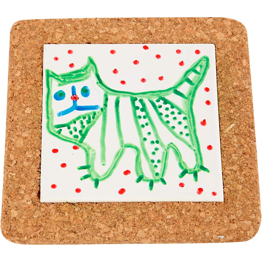 Creativ Company Untersetzer mit Korkrahmen, Maße 15,5x15,5x1 cm, weiß, 10 Stück 1 Karton