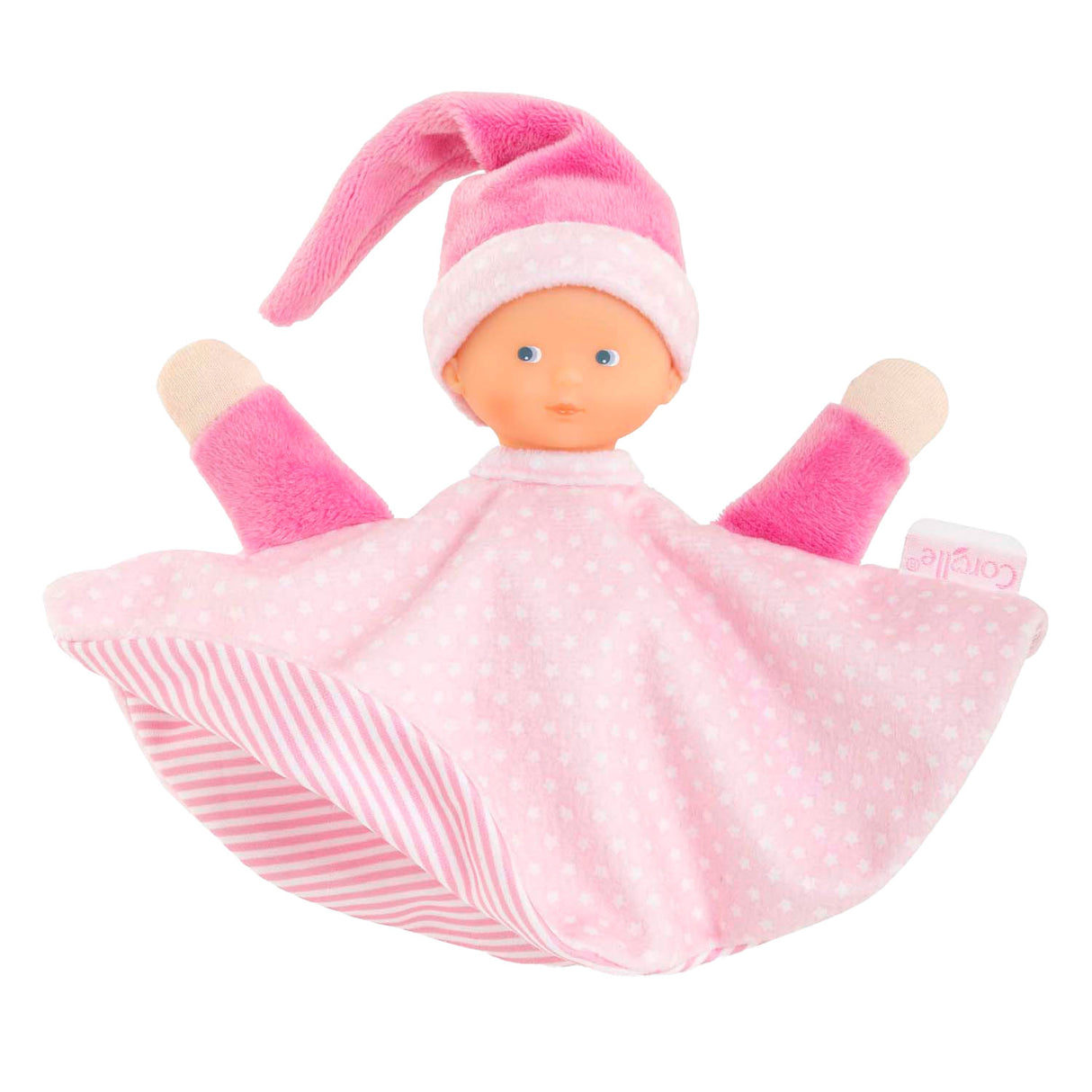 Corolle Kuscheltuch rosa - Tidoudou Babytuch 17cm für Babys.