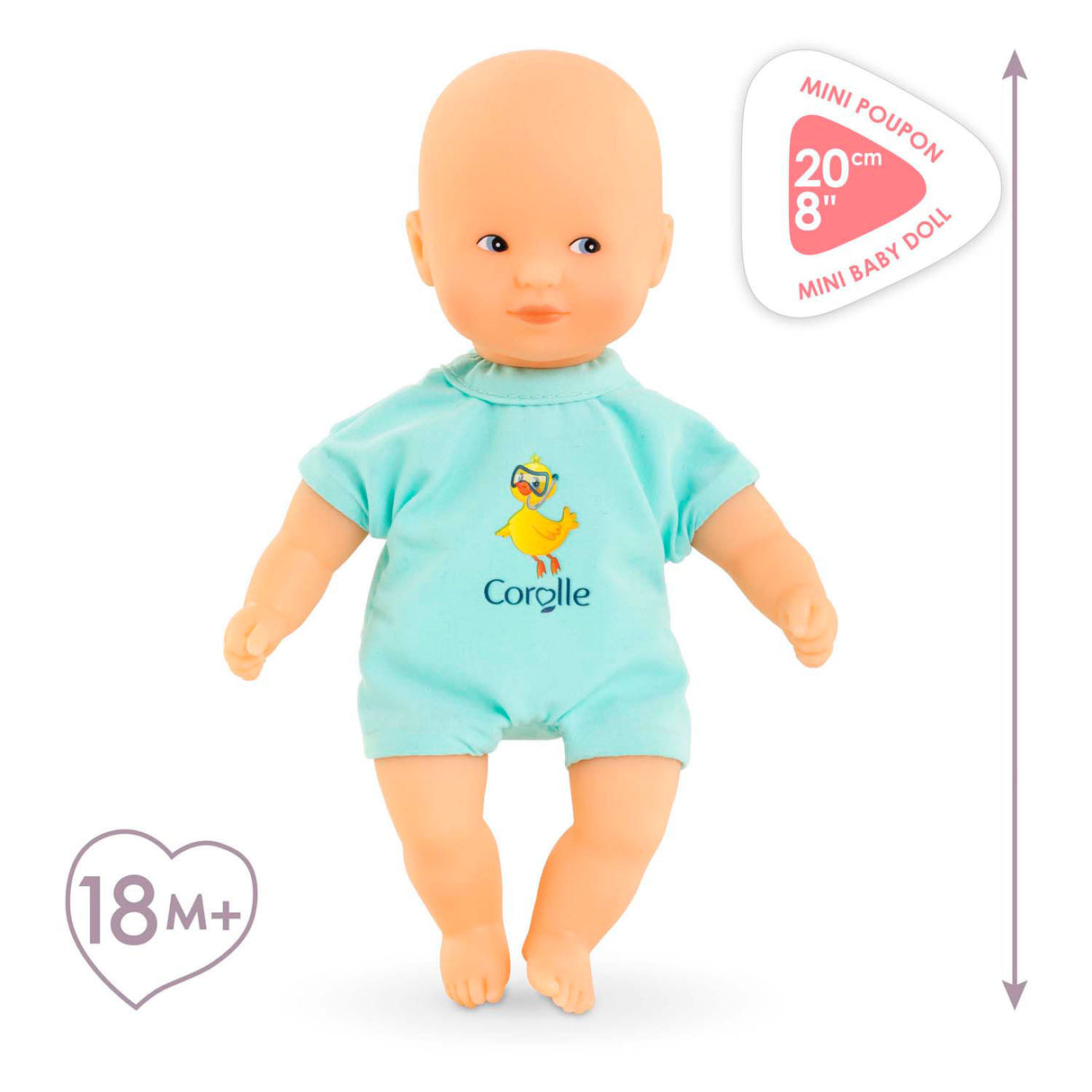 Corolle Mini-Badebabypuppe – blau, 20 cm