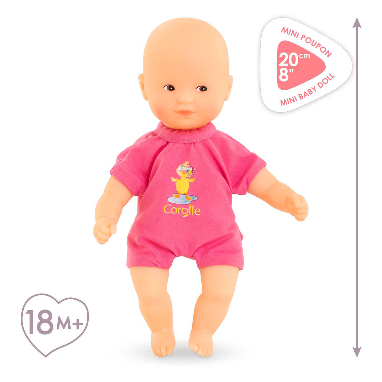 Corolle Mini-Badebabypuppe – rosa, 20 cm