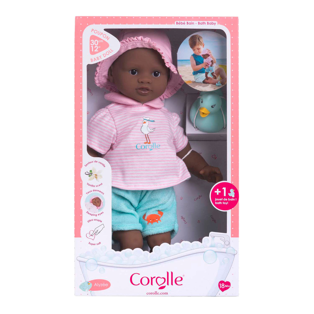 Corolle Badepuppe Alyzee – Babypuppe 30 cm, wasserabweisend, mehrfarbig.