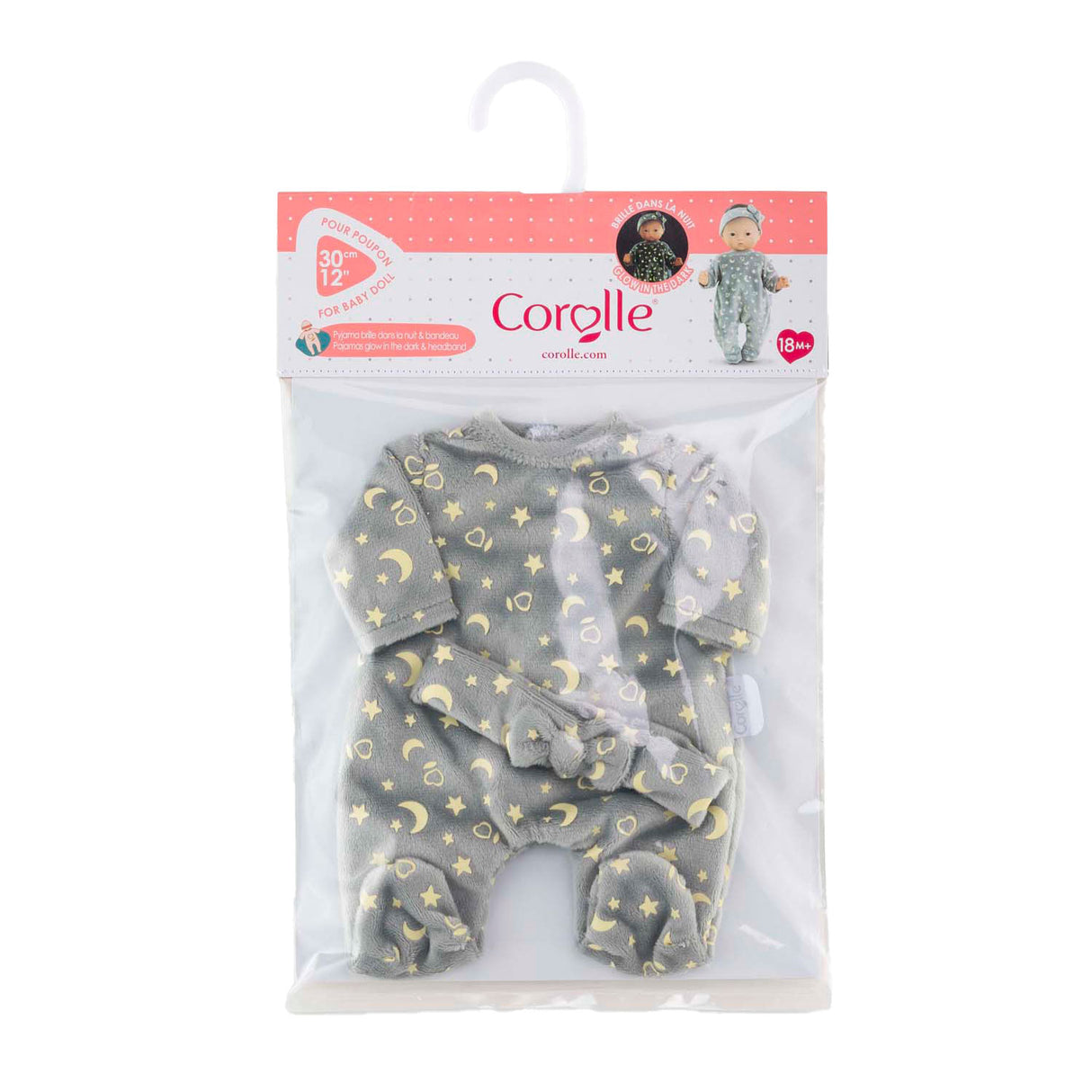 Pyjama und Stirnband für Corolle-Puppe, 30 cm – leuchtet im Dunkeln