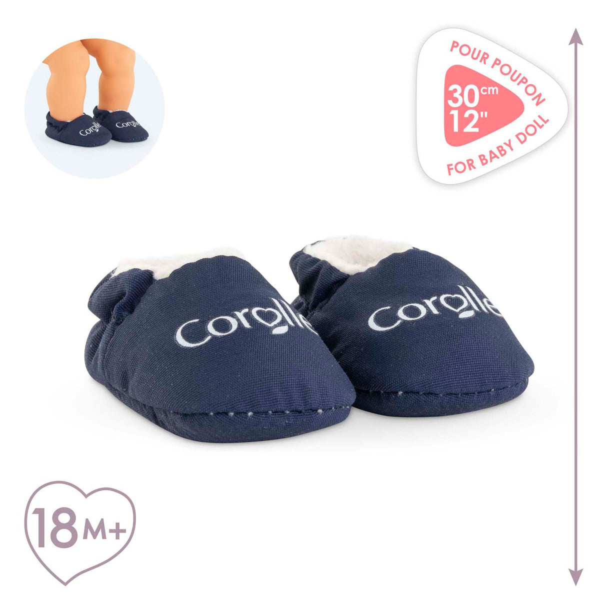 Corolle marineblaue Hausschuhe für Babypuppe 30 cm