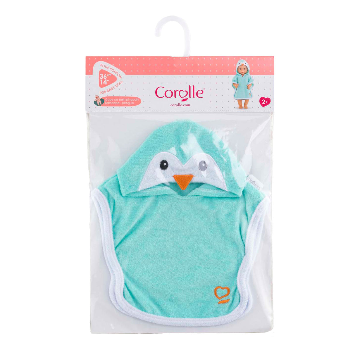 Corolle Badeumhang Babypuppe Pinguin 36cm - Puppenzubehör blau.