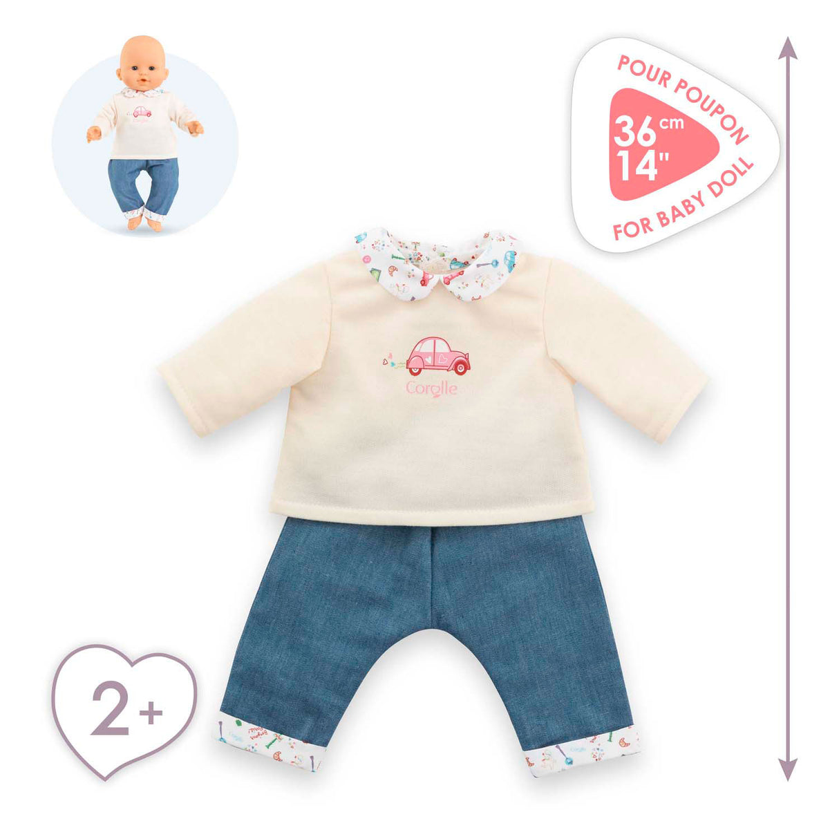 Corolle T-Shirt und Jeans für Babypuppe, 36 cm