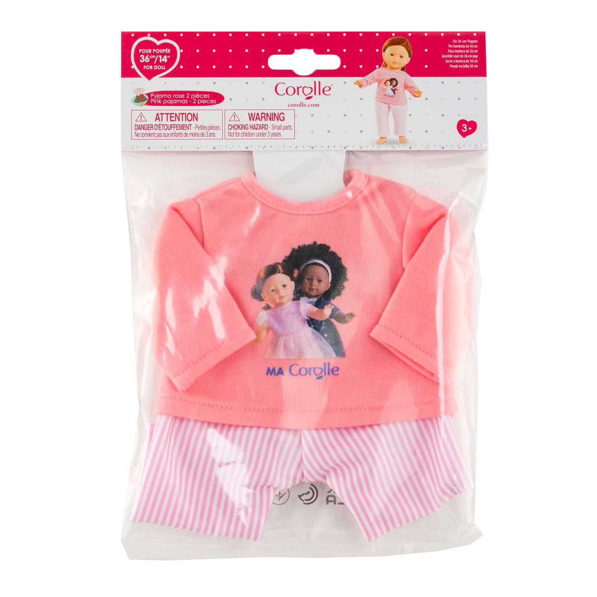 Corolle rosa Pyjama für Puppen von 36 cm, 2 Stück.
