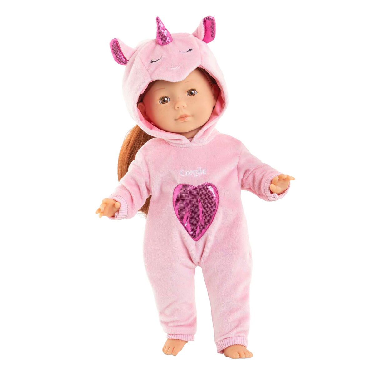 Corolle rosa Einhorn-Pyjama für Puppen von 36 cm, 2 Stück.