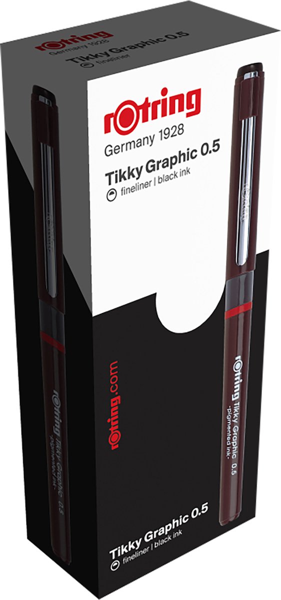 Rotring Tikky Graphic Filzstift Fineliner | 0,50 mm | schwarze Tinte | 1 Stück