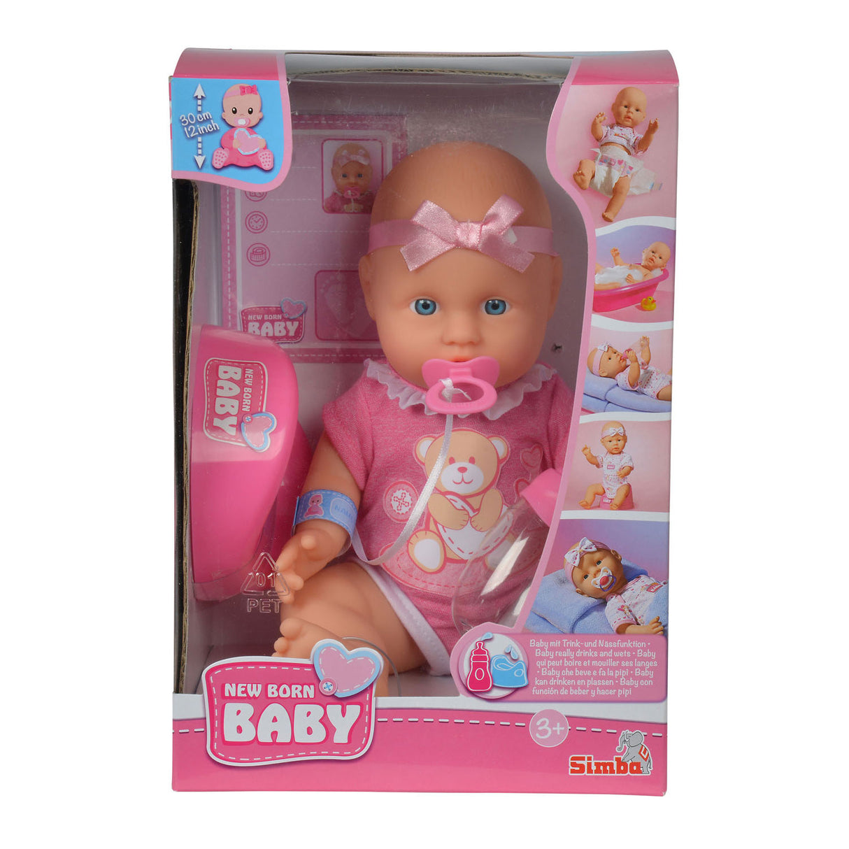 Neugeborene Babypuppe mit Zubehör, 4-tlg.