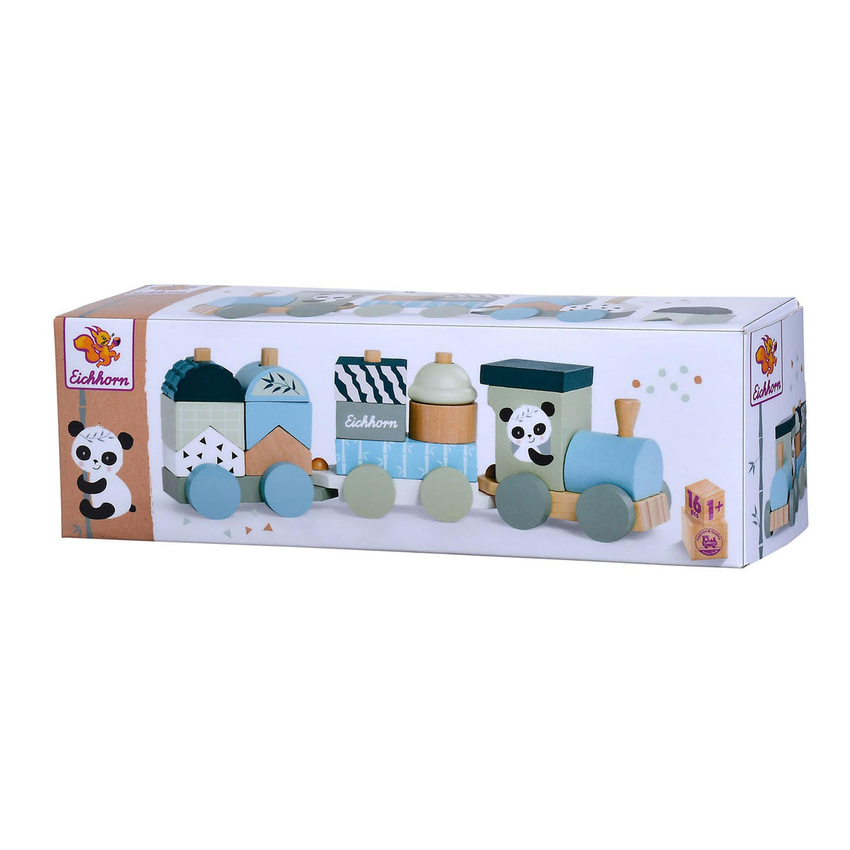 Eichhorn Holzblockzug Panda, 16dlg.