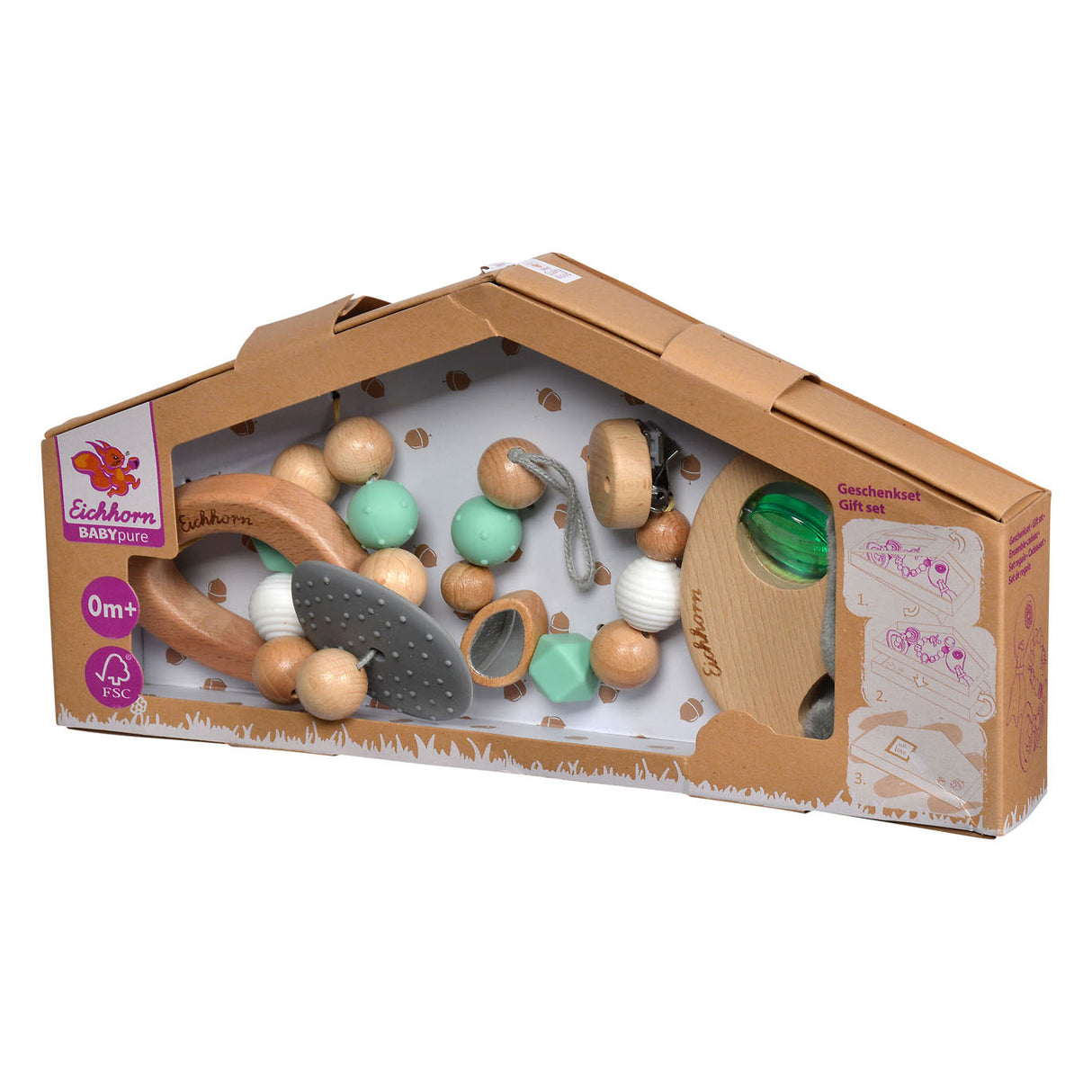 Eichhorn Baby Pure Holz Geschenkset, 3-tlg.
