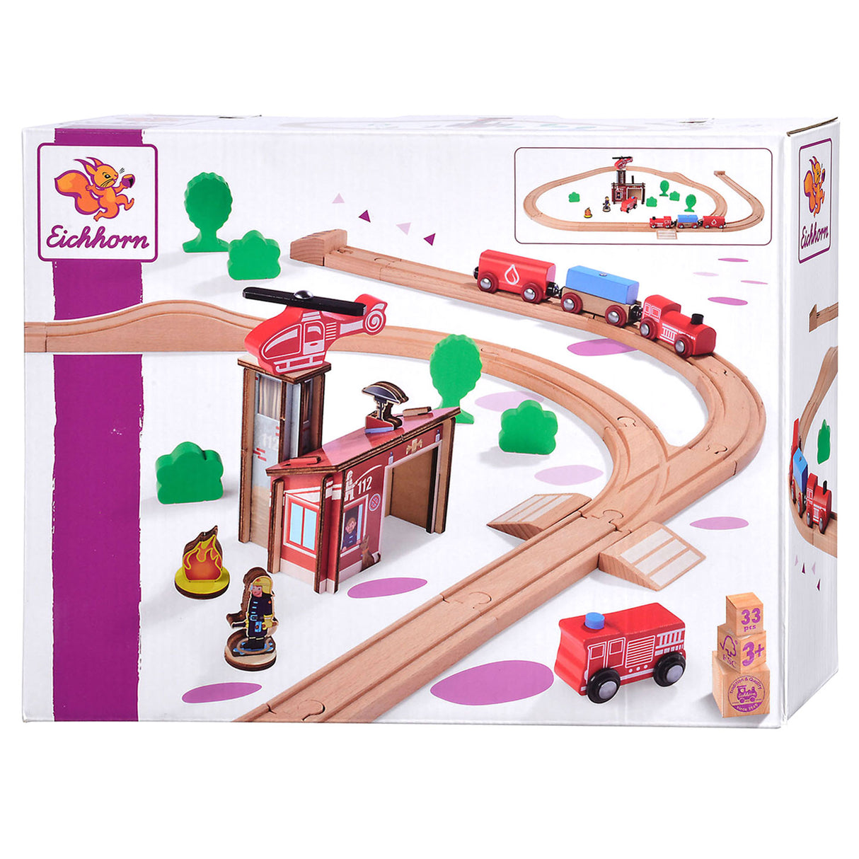 Eichhorn-Eisenbahngleis mit Brückenspielset, 33-teilig.